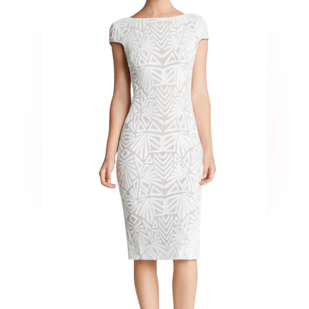 dress the population Karina white dress with embellishments, size L